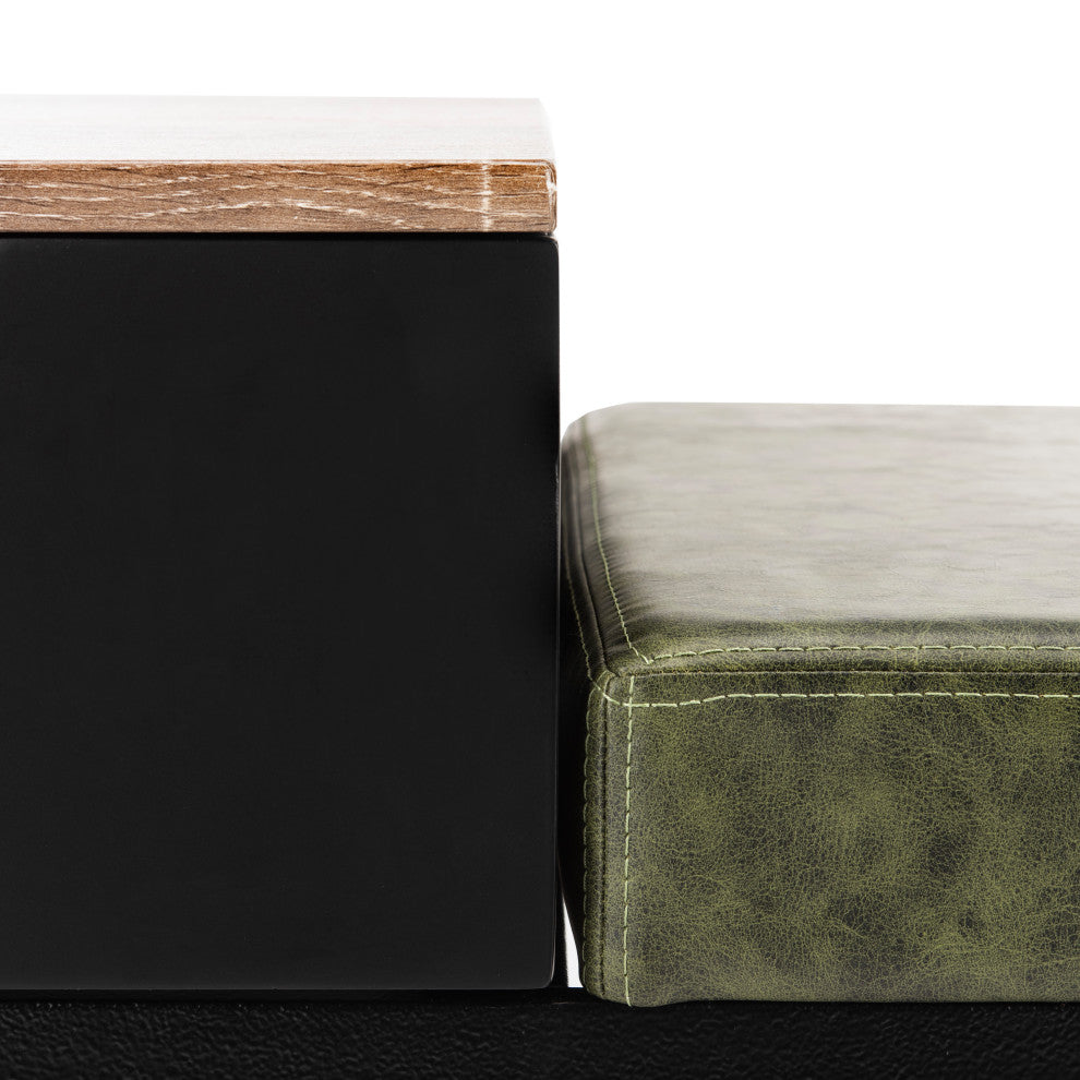 Safavieh Maruka Bench With Storage, Gray Wash/Dark Green
