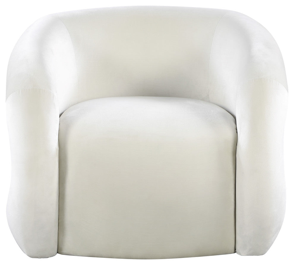 Roxbury Velvet Upholstered Accent Chair, Cream