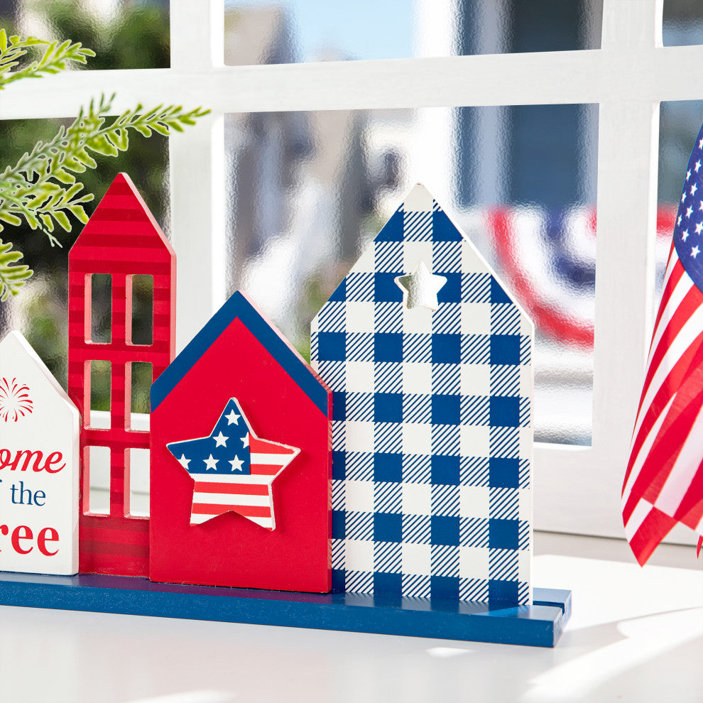 16"L Wooden Patriotic House Table Decor
