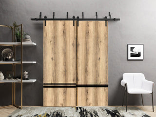 Barn Bypass Doors 84 x 96 | Planum 0012 Oak with  | Sturdy 8ft