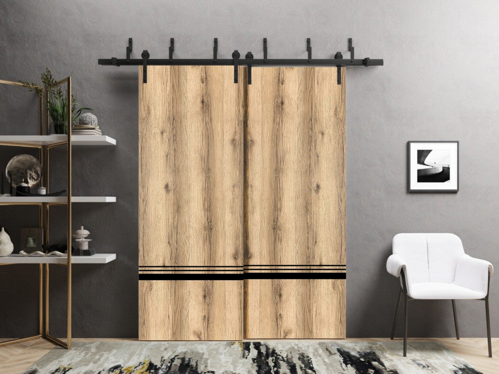 Barn Bypass Doors 84 x 96 | Planum 0012 Oak with  | Sturdy 8ft