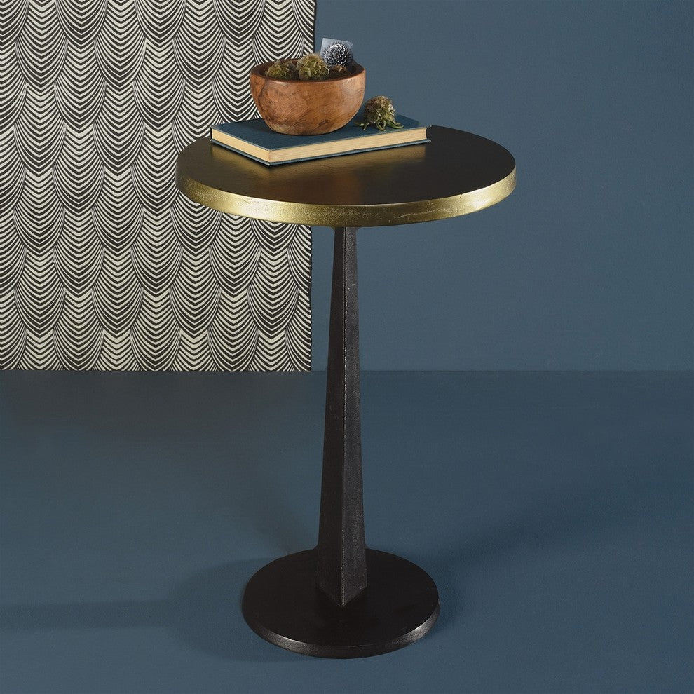 Minimalist Gold Brass Bronze Round Side Table | Metal Spike Pedestal Modern
