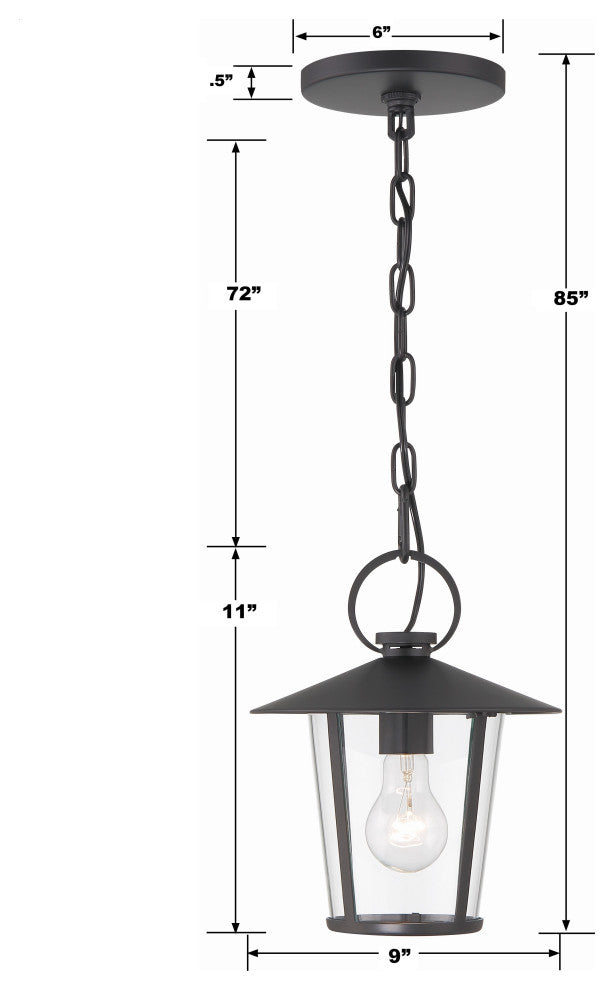 Andover 1-Light Matte Black Outdoor Chandelier
