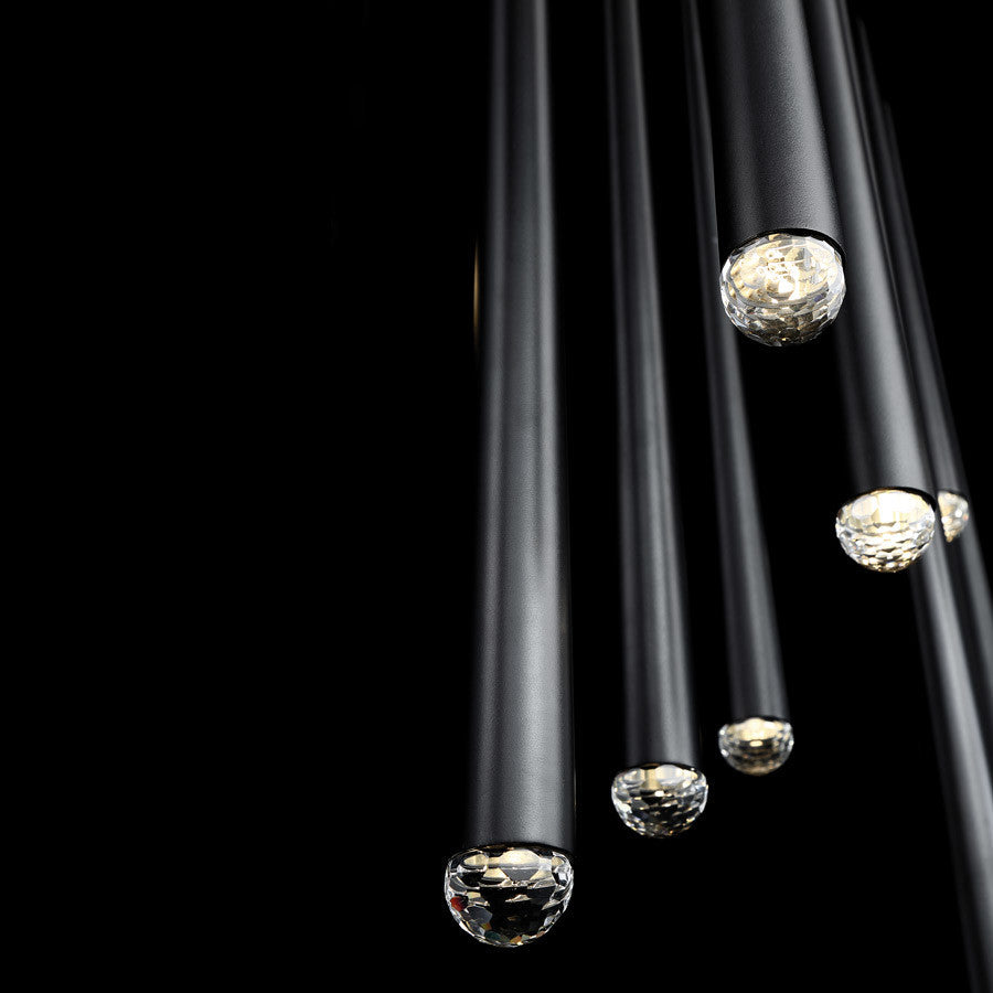 Cascade LED 23-Light Crystal Linear Chandelier 3500K, Black