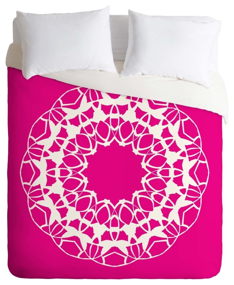 Deny Designs Karen Harris Mod Medallion Magenta Duvet Cover - Lightweight