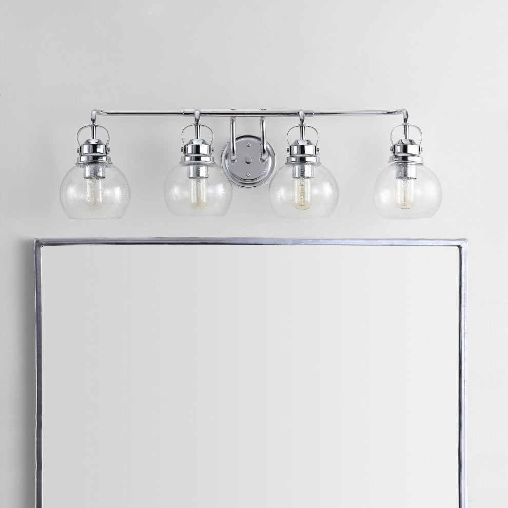 Shirley Metal, Bubbled Glass Vanity Light, Chrome, 4-Light