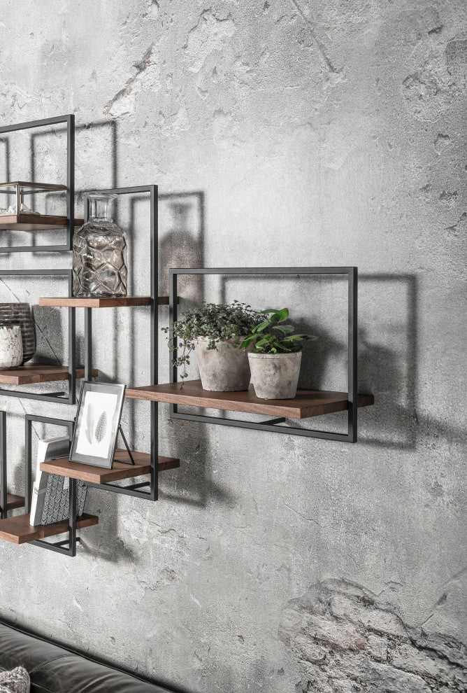 D-Bodhi 10" Wide Metal Frame 2-Tiered Wall Shelf