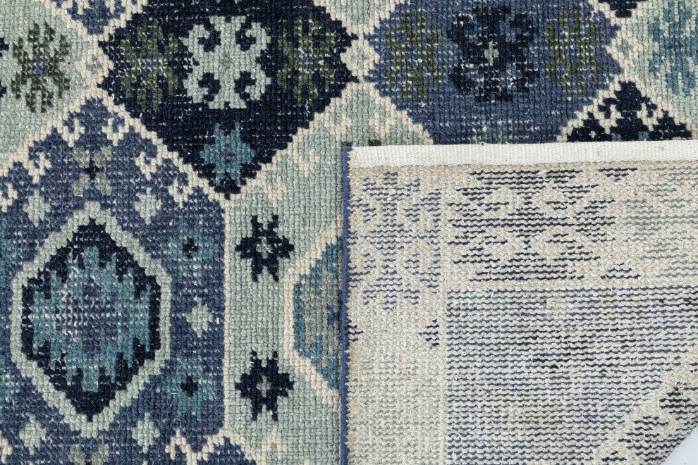 NuStory Wandsworth Amira Hand-Made Geometric Area Rug in Blue