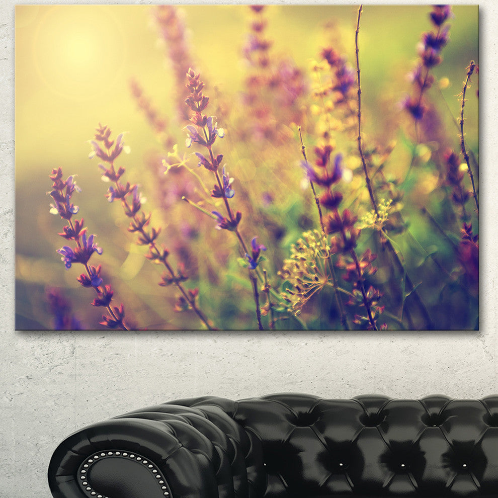 Vintage Photo of Wild Purple Flower, Large Floral Canvas Art Print, 60"x28"