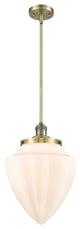 Large Bullet 1 Light Mini Pendant, Antique Brass, Matte White