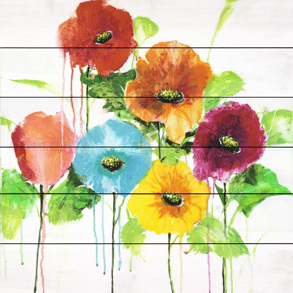 "Cheery Bloomers II" by Julie Joy Painting Print White Wood, 32x32