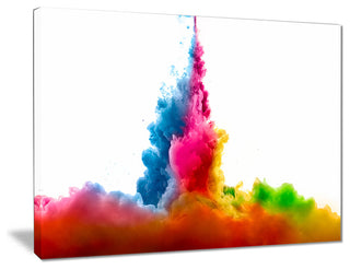"Rainbow Colors Explosion" Abstract Watercolor Canvas Print, 40"x30"