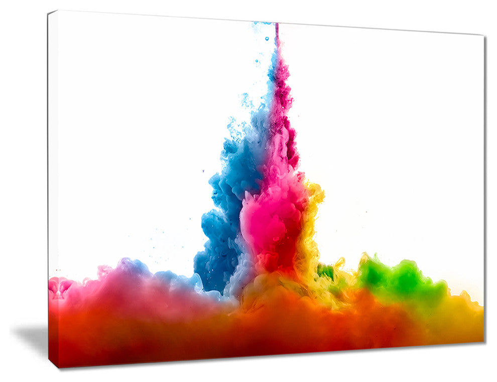 "Rainbow Colors Explosion" Abstract Watercolor Canvas Print, 40"x30"