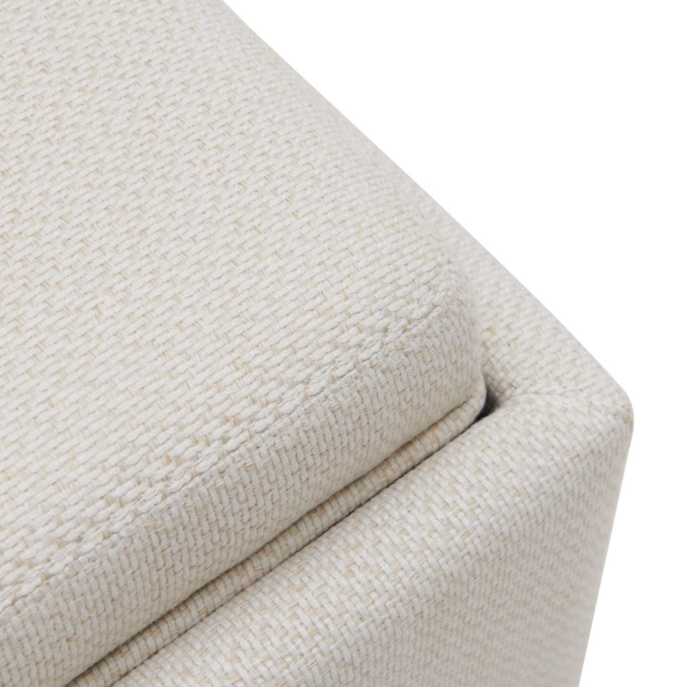 Cameron Square Storage Ottoman w/ tray, Cardiff Cream, Fabric