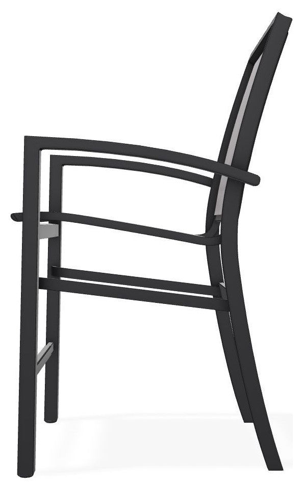 Kendall Sling Balcony Height Stackable Outdoor Stool, Fossil/Black