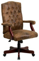 Office Chair, Button Tufted Back & Arms With Nailhead, Bomber Brown Microfiber