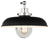Wellfleet Single Arm Wide Task Sconce, Midnight Black and Polished Nickel