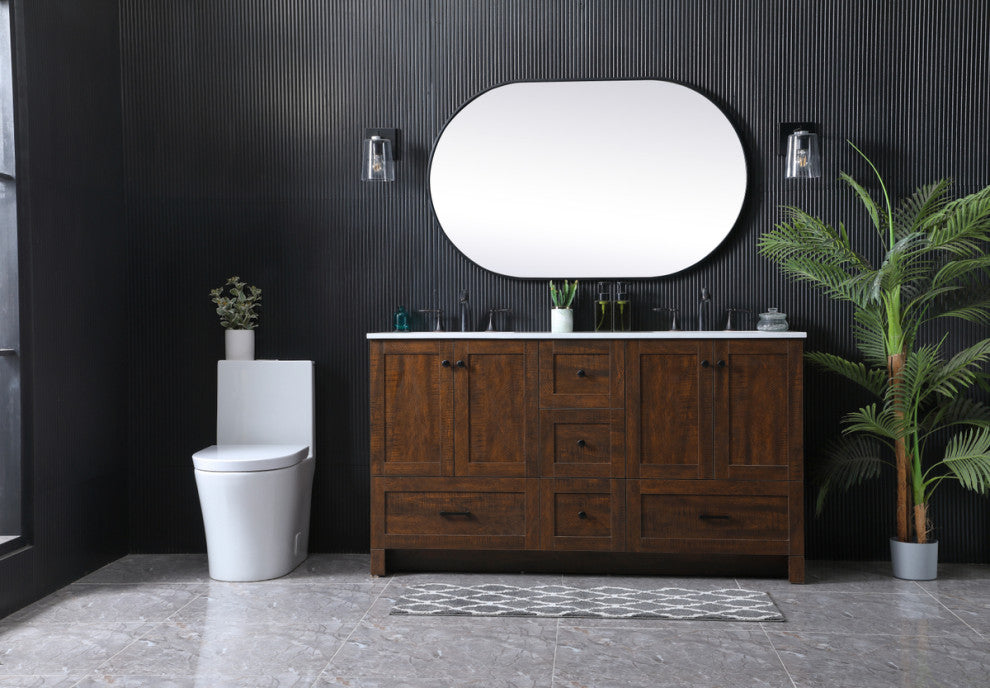 60" Double Bathroom Vanity, Expresso, 60