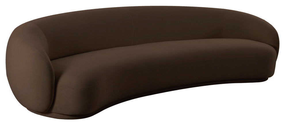Kendall Cream Velvet 120" Sofa, Chocolate Brown