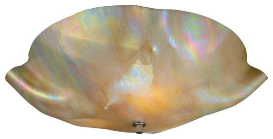 16" W Metro Beige Iridescent Organic Art Glass Flush Mount