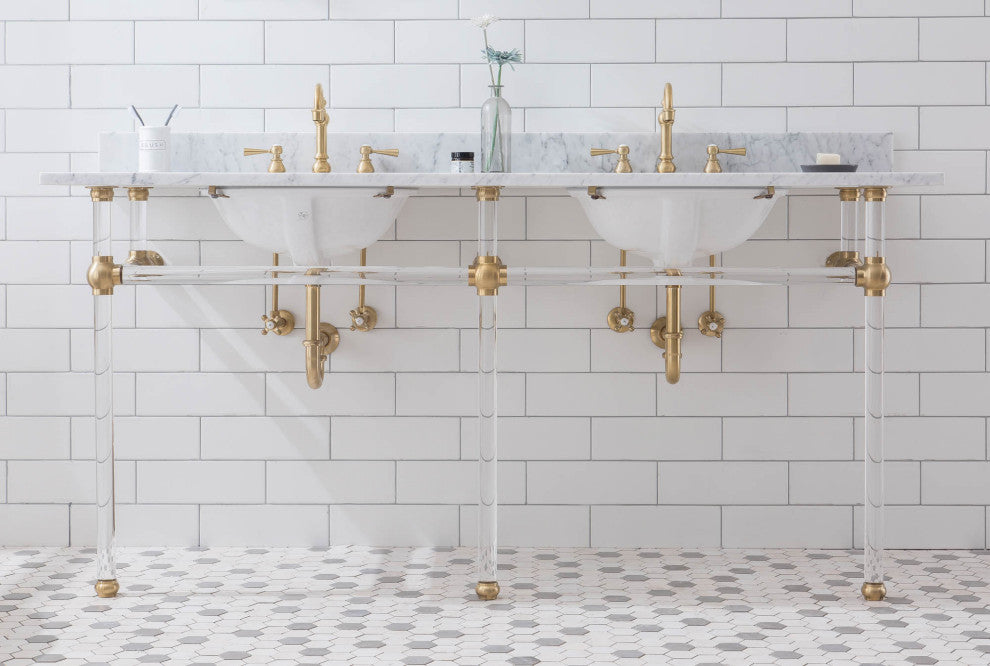 Empire 72" Wide Double Wash Stand Only, Satin Brass