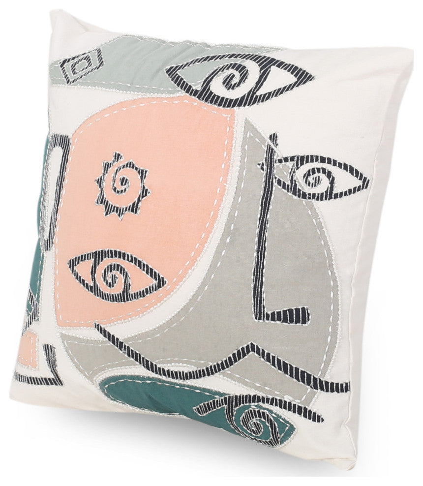 Belize Modern Handcrafted Fabric Pillow Cover, Single