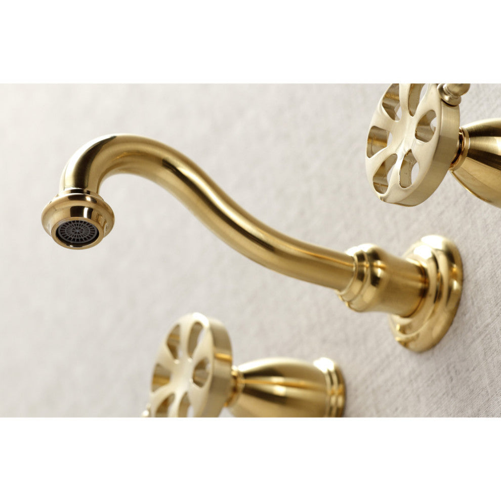 KS3027RX Two-Handle Wall Mount Tub Faucet, Brushed Brass