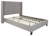 Riverdale Full Size Tufted Platform Bed, Light Gray