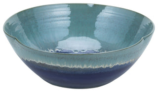 Swirl Bowl Blue Green Reaction Glazed Small