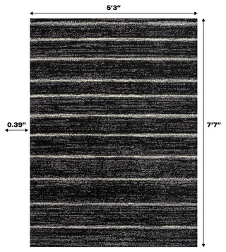 Williamsburg Minimalist Stripe Rug, Black/Cream, 5 Ft. X 8 Ft.