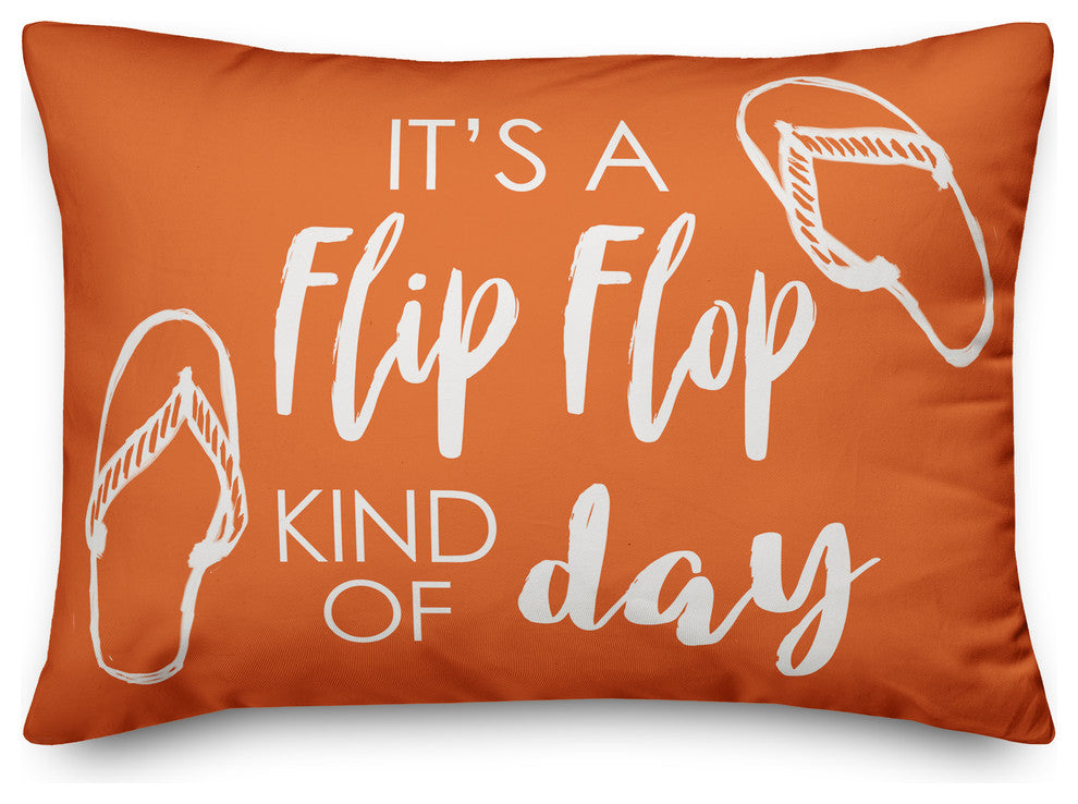 Flip Flop Kind of Day Outdoor Lumbar Throw Pillow, 14"x20"