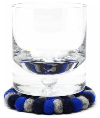 Felt Ball Coasters, Set of 4, Dark Blues