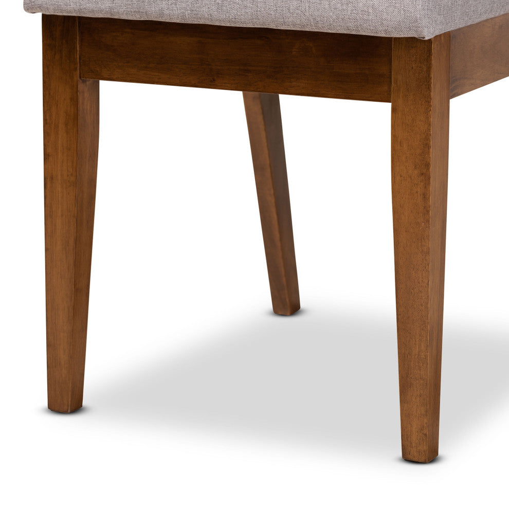 Gray Fabric Upholstered And Walnut Brown Finished Wood Dining Chairs, Set of 2