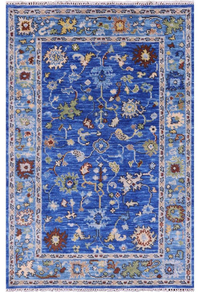 4' 1" X 6' 3" Handmade Turkish Oushak Wool Rug - Q15929
