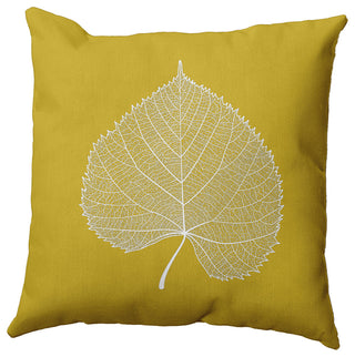 Leaf Study Accent Pillow, Mustard, 16"x16"