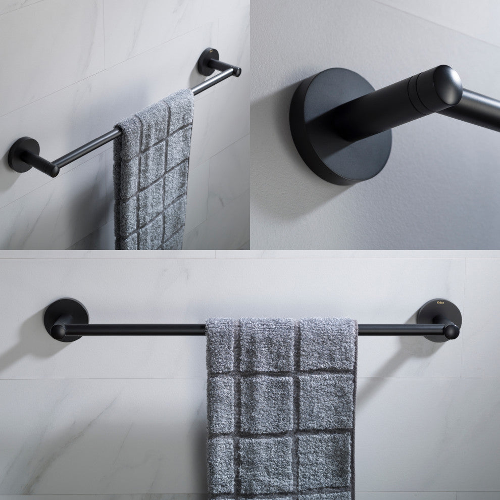 Elie Bathroom 18" Towel Bar, Matte Black