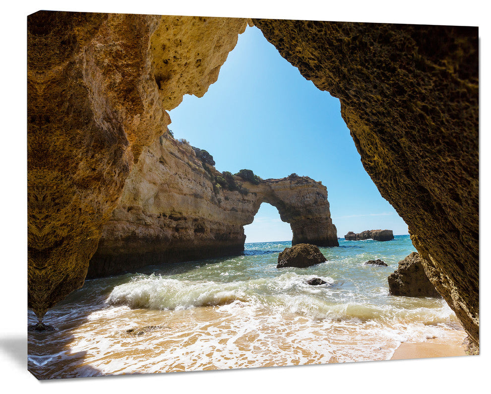 Portugal Coast with Amazing Caves, Oversized Landscape Canvas Art, 20"x12"
