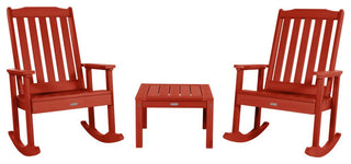 Lehigh Rocking Chair Set With Side Table, Rustic Red