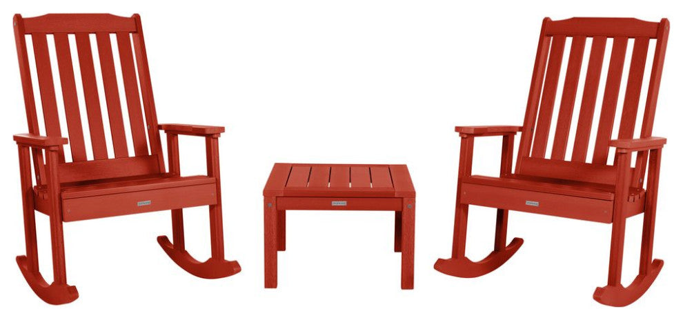 Lehigh Rocking Chair Set With Side Table, Rustic Red