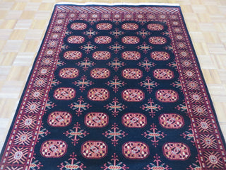 4x7 Black Bokara Hand Knotted Oriental Rug