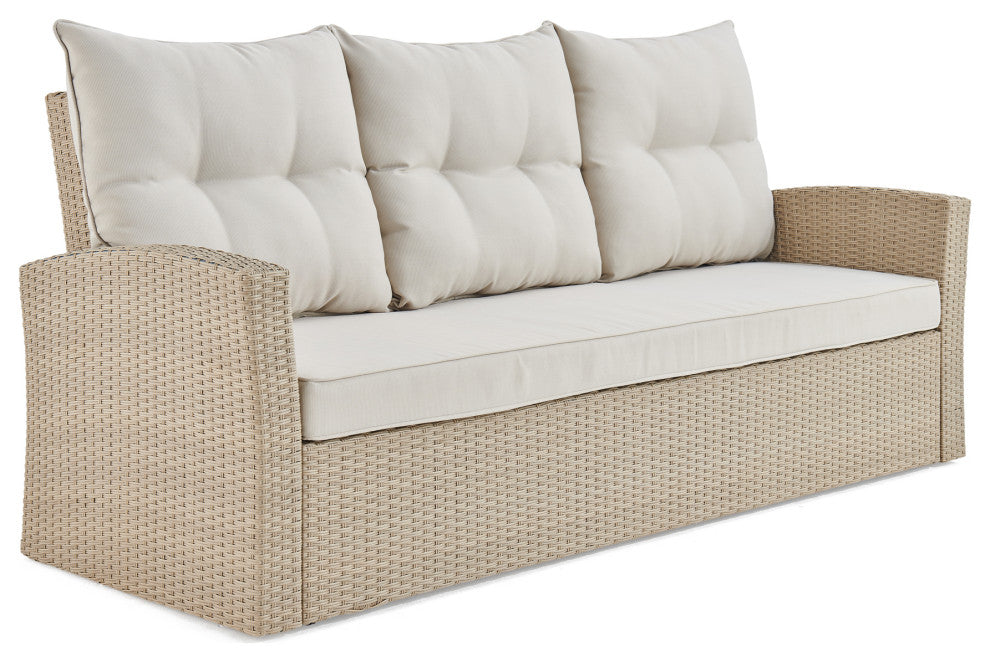 Canaan All-Weather Wicker Deep-Seat Set With Sofa, 2 Arm Chairs and 57"L Table