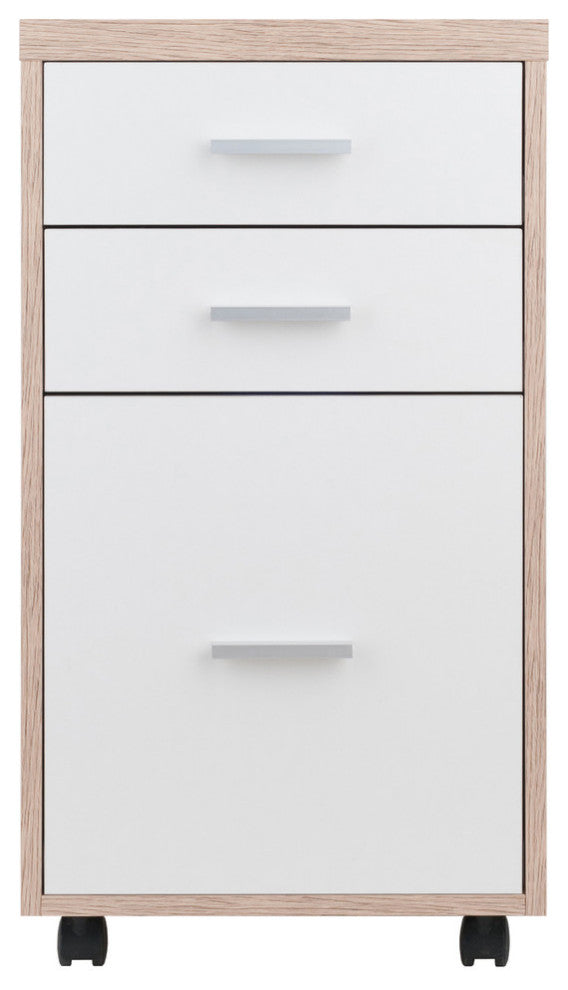 Kenner Mobile File Cabinet, 3-Drawers, Reclaimed Wood/White Finish