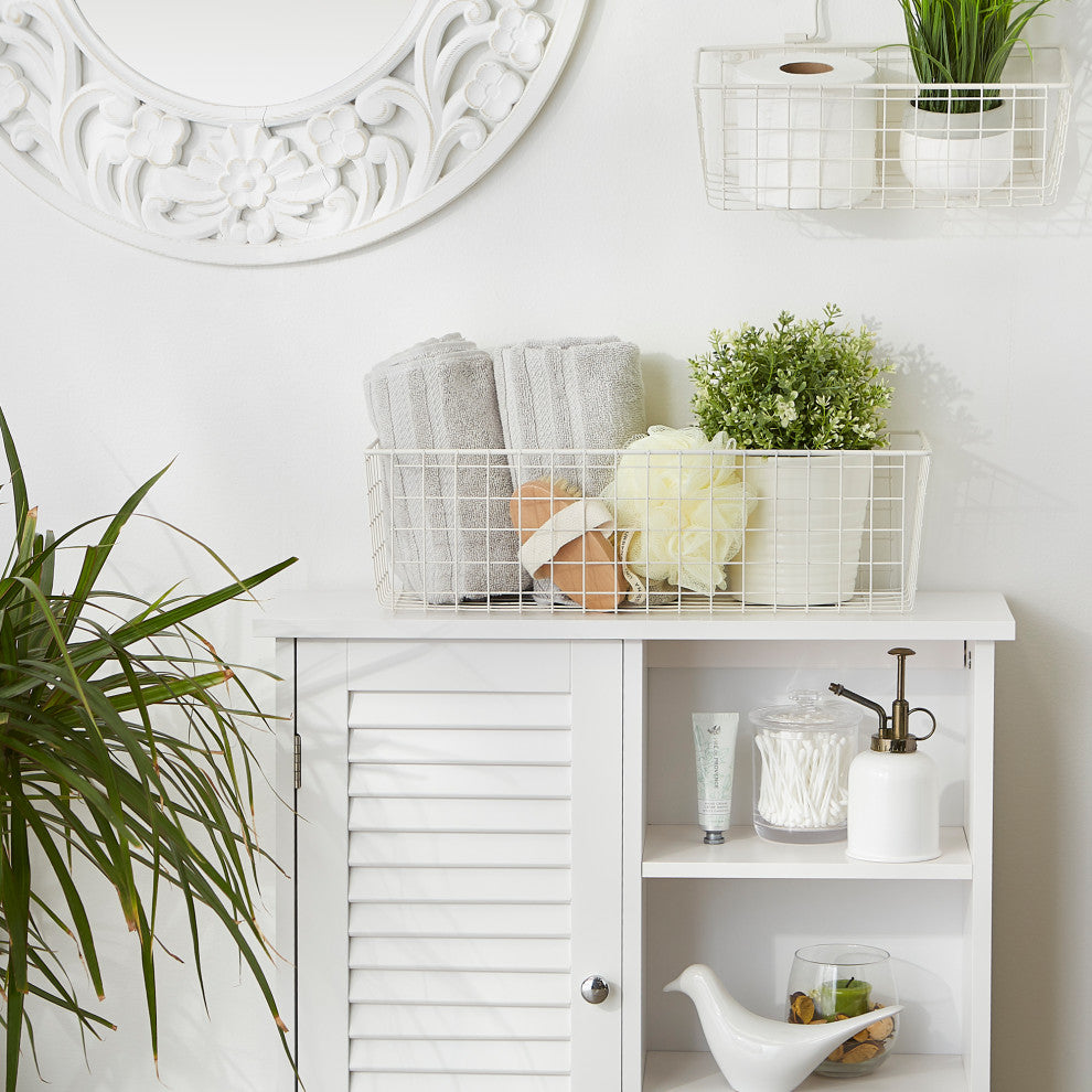 Assorted Antique White Wire Wall Basket (Set of 2)
