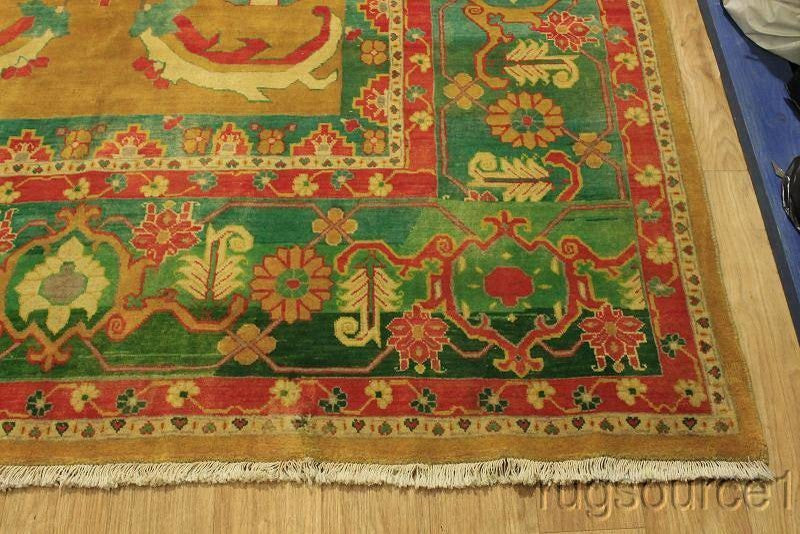 Heriz Geometric Handmade Persian Design Oriental Area Rug, Yellow, 17'9"x12'11"