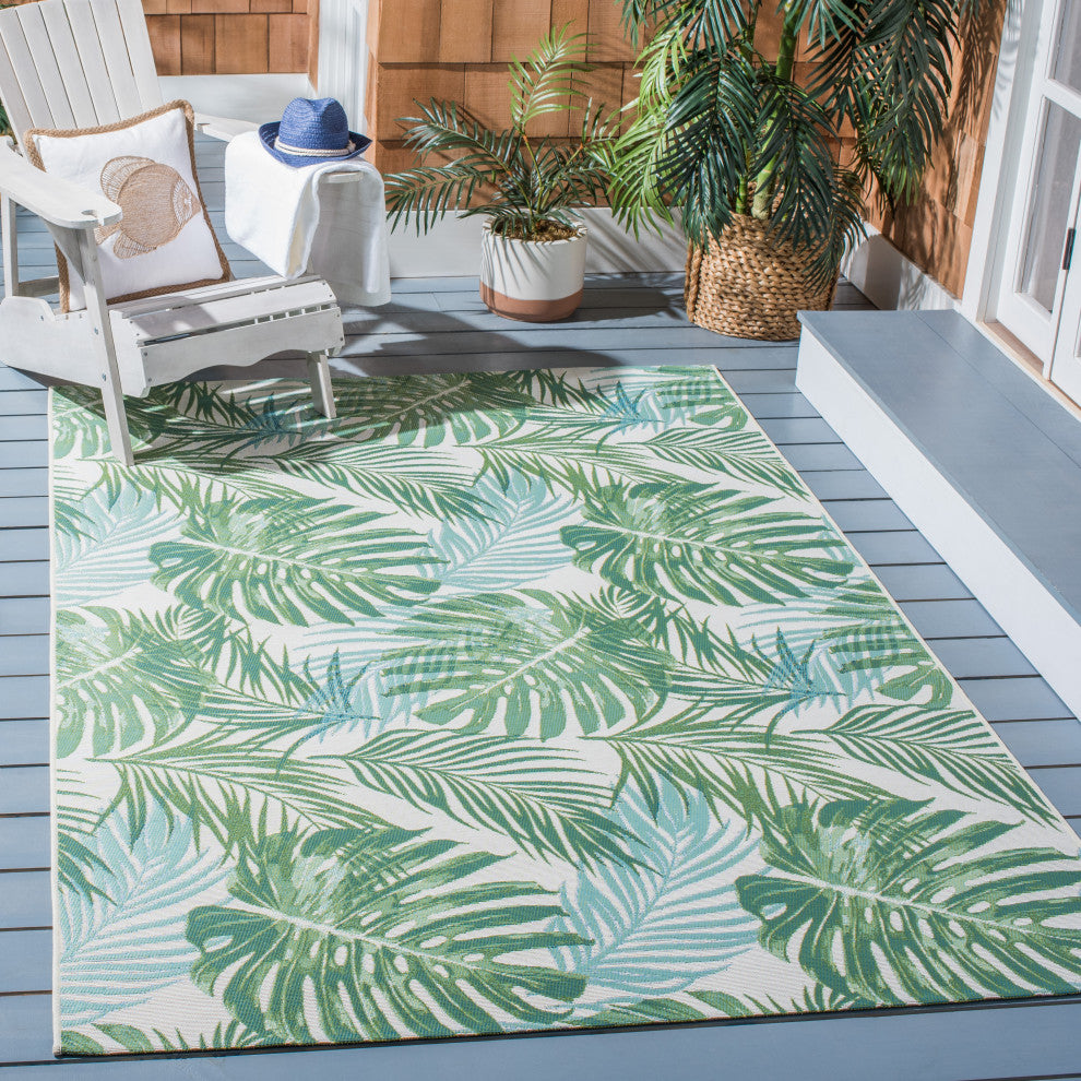 Safavieh Barbados Collection Indoor-Outdoor BAR592 Rug, Green/Teal, 5'3"x7'6"