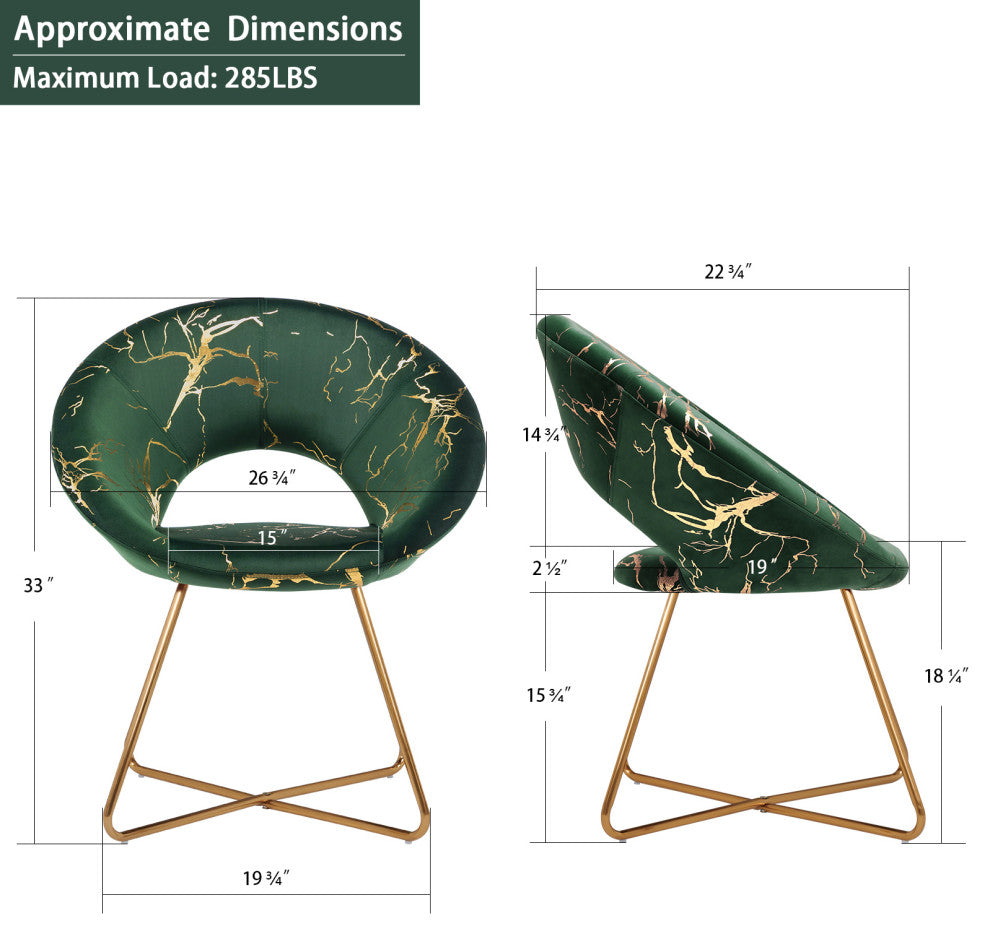 1 x Luxe Hot Stamped Velvet Papasan Accent Chair, Dark Green