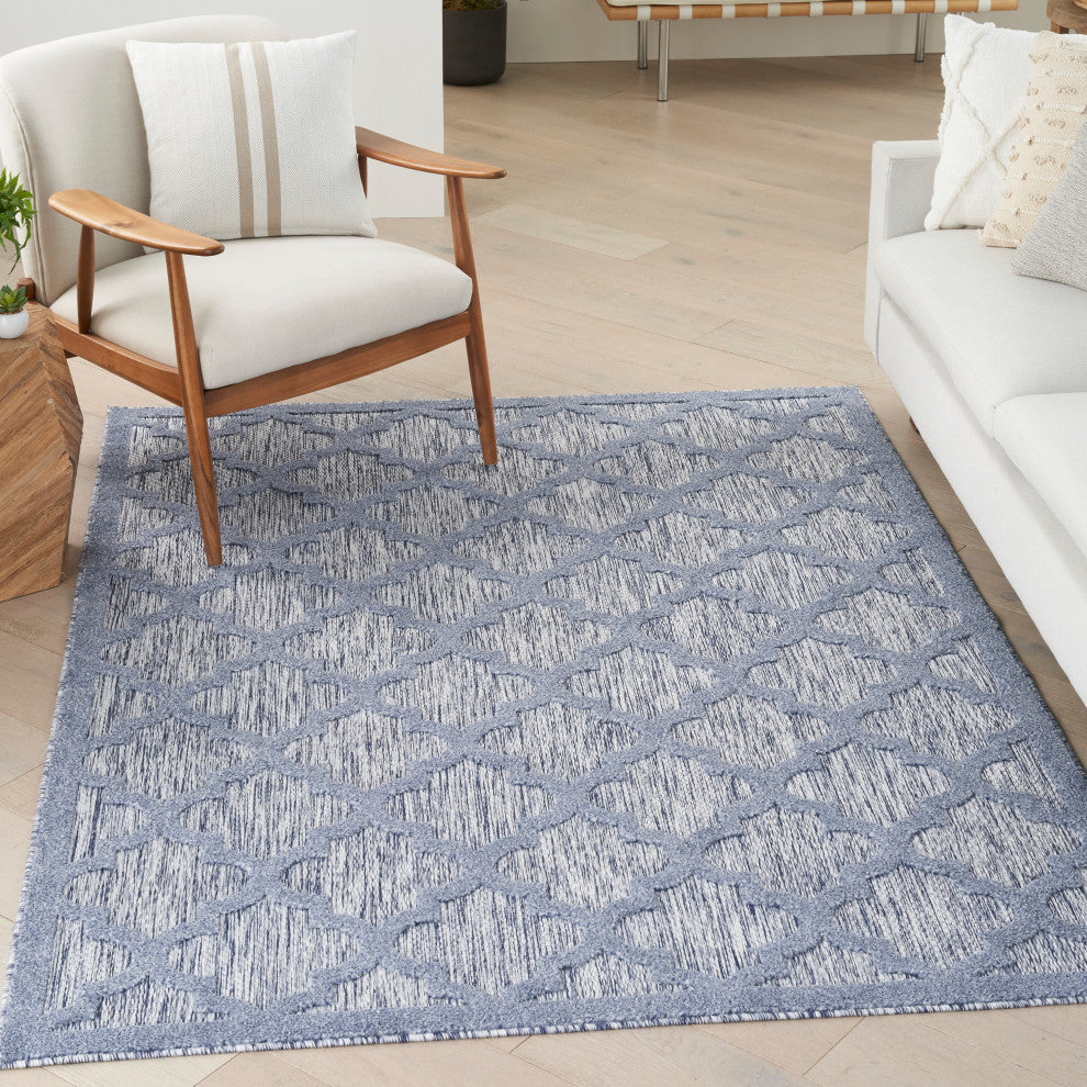 Nourison Easy Care 5' x 7' Denim Blue Modern Area Rug