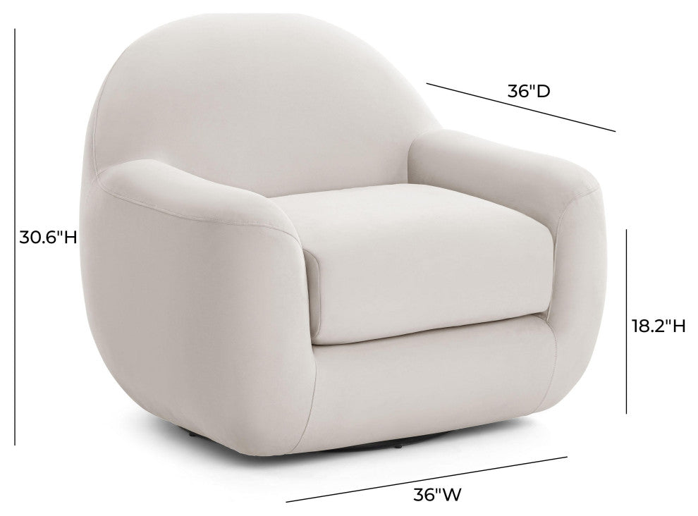 Tiago Cream Velvet Swivel Chair