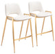 Desi Counter Stool, Set of 2 White/Gold
