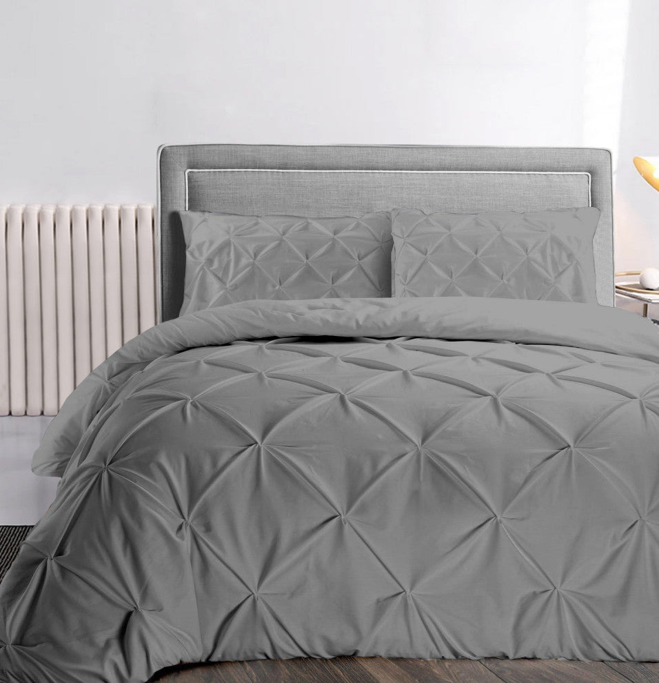 Organic Cotton 300 TC GOTS Certified 8 Internal Ties Fair Trad Pintuck Duvet Set
